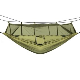 Portable Nylon Swing Hanging Bed Outdoor Hiking Camping Hammock (Type: Hammock, Color: army green)